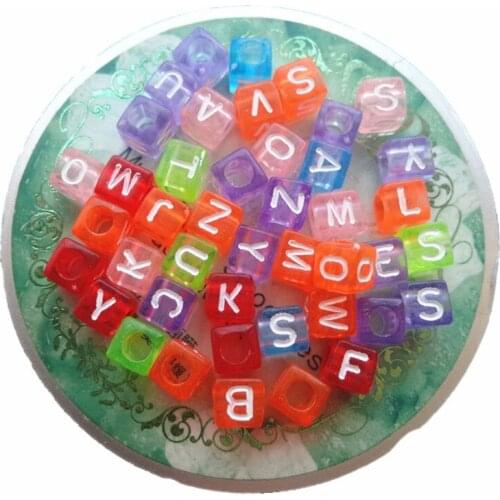 Wholesale Price About 2600PCS/Lot Transparent Acrylic Letter Beads,6*6MM Cube Square Jewelry Plastic Alphabet Letter Beads