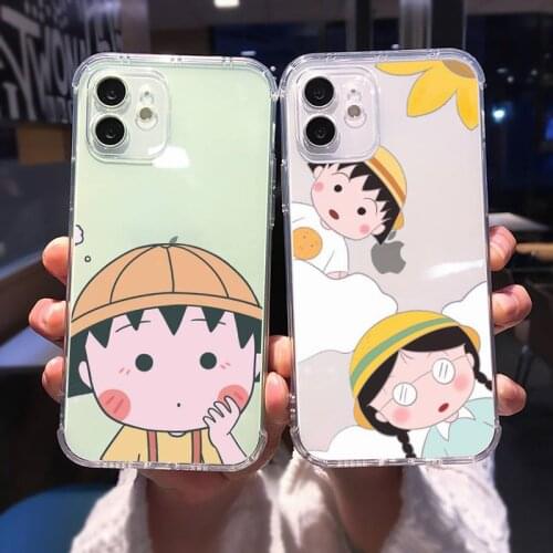 Chibi Maruko-chan Phone Case Transparent for iPhone Samsung A S 11 12 6 7 8 9 30 Pro X Max XR Plus lite Clear mobile bag Shell