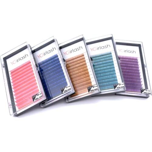 YGirlash PurleYGirlash Blue Brown Pink Eyelash Extension Individual Colored Eye Lashes False Mink Makeup Graft Cilios