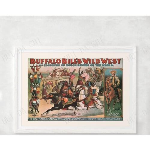 WILD WEST POSTER - Buffalo Bill Print, Real Sons of the Soudan, 1899