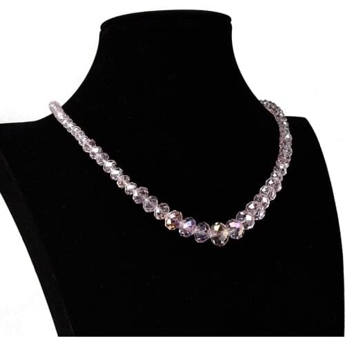 Pink Crystal 6-14mm Faceted Round Bead Tower Necklace Handmade DIY Design Jewelry Women Clothing With Festival Birthday Gifts