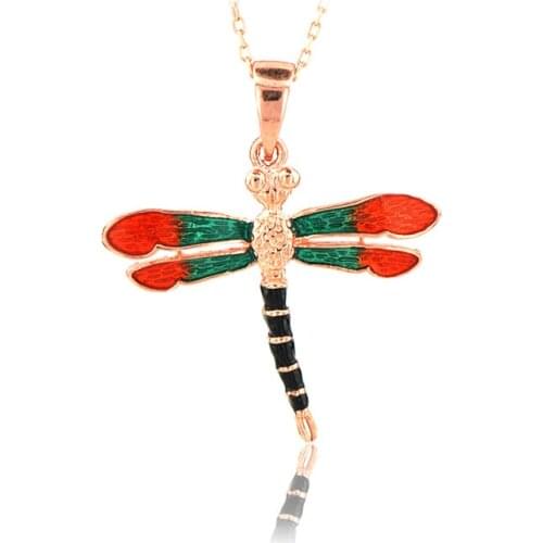 Dragonfly Necklace 925 Sterling Silver Colorful Nature Charm Bridesmade Nature Lover Gift