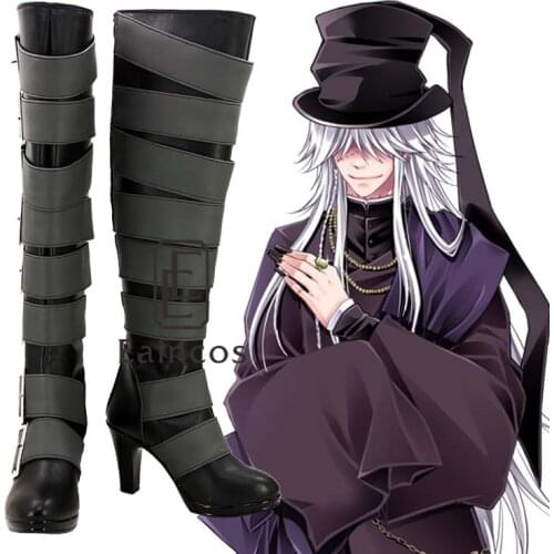 Anime Black Butler Kuroshitsuji Undertaker High Boots Cosplay Halloween Party Shoes Custom Made