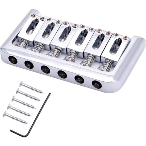 Chrome Electric Guitar Hardtail Top Load Bridge 6 String Fixed Hard Tail Parts