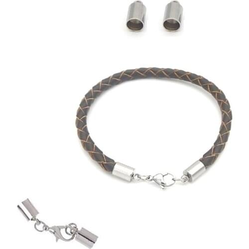 8-Piece Leather Round Thong Necklace Bracelet Cord Lobster Clasps Jewelry