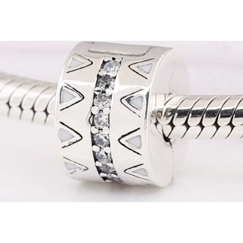 S925 Bead DIY Jewelry Sparkling Jagged Lines Clips Stoppers Charm fit Lady Bracelet Bangle