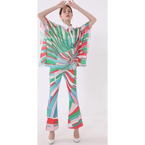 High Quality Two-piece Set 2019 Summer New Fashion Temperament Womens Sleeveless Chiffon Shirt Trousers Casual Sets Female L312