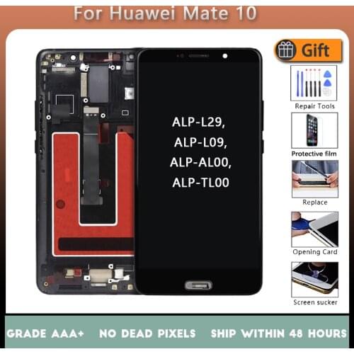 For HUAWEI Mate 10 Version ALP-L29 L09 AL00 LCD screen assembly with front case touch glass, Original black gold Mocha Brown