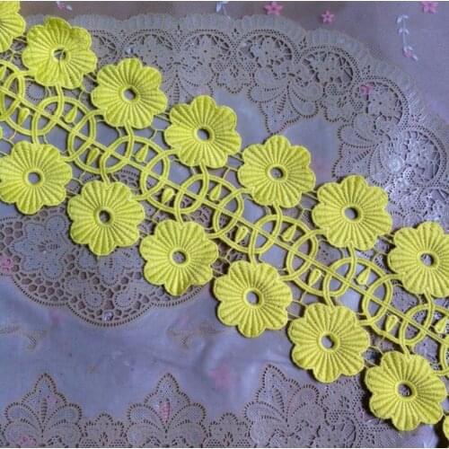 1 Meter Yellow Lace Trim Fabric Embroidery Applique Lace Trimming Sewing Crafts Hot Sale 11.54cm Width