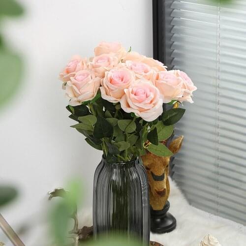 10pcs Big Head Romantic Rose Artificial Flowers DIY Silk Fake Flower for Party Home Wedding Decoration Valentines Day