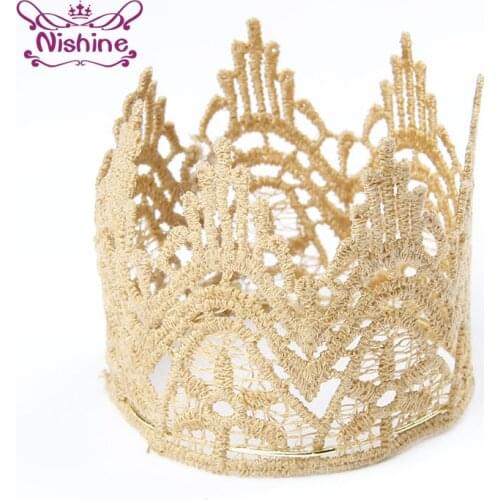 10pcs/lot Handmade Knitted Lace Crown Accessories Fashion Children Headwear DIY Birthday Party Decoration Photography Props