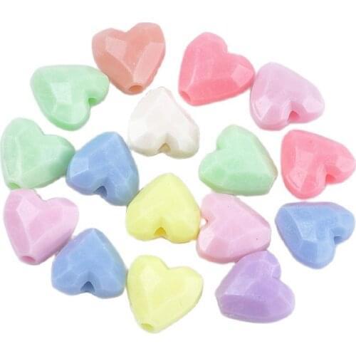 100pcs Heart Butterfly Faceted Opaque Acrylic Beads for Jewelry Making DIY Bracelet Necklace 12.5x13x7.5mm Hole: 2.5mm