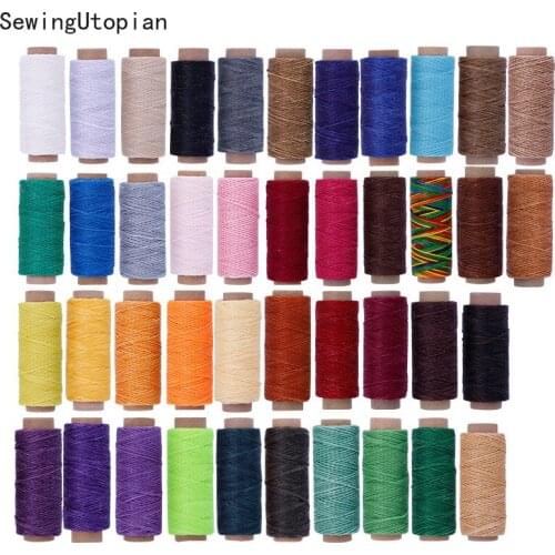 150D 50Meters 1mm Durable Waxed Thread Leather Waxed Thread Cord for Hand Stitching DIY Handicraft Tool Flat Waxed Sewing Thread