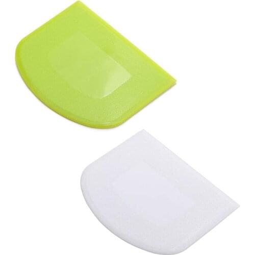 2 Pcs Dough Scraper Bowl Scraper Food-safe Plastic Dough Cutter Multipurpose Food Scrappers for Bread Dough Cake Fondant Icing