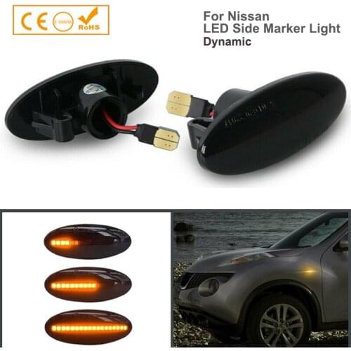 2pcs LED Dynamic Side Marker Turn Signal Lights Lamp For Nissan Cube Note NV200 NV400 X-Trail Micra March Tiida Dualis Pick Pixo