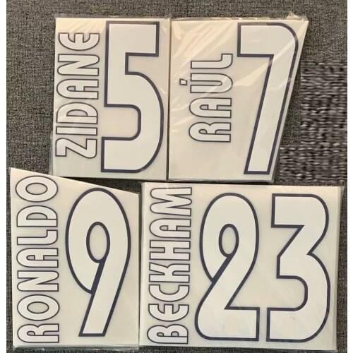 2002-2005 Ronaldo Raul Zidane Beckham Nameset Printing Patches for Clothing Soccer Badge