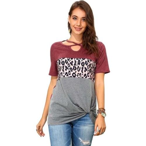 2021 Summer Leopard Harajuku T Shirt Women V-neck Short Sleeve Plus Size Fashions Casual Ladies Tops Streetwear Tee Shirt Femme