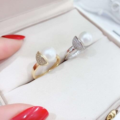 3Pcs/Lot Open Adjustable Pearl Rings Holder S925 Sterling Silver Rings Findings Women Handmade DIY Jewelry Accessory