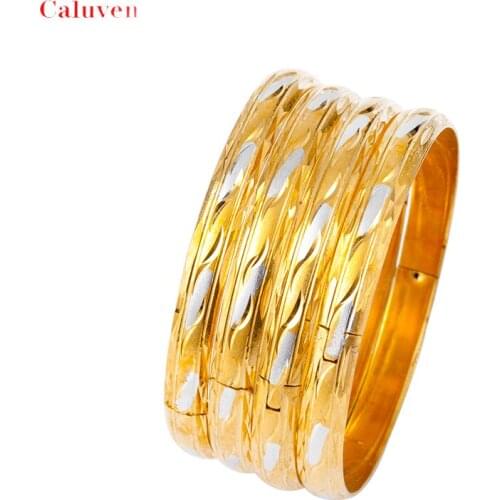 4pcs/lot Two-Tones Dubai bracelet for women Gold Silver Color jewelry Ethiopian wedding bracelets classic African gift