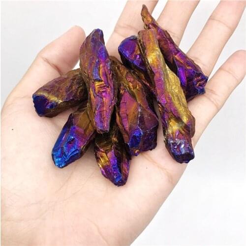 50g Wholesale Natural Electroplate Colorful Aura Quartz Crystal Rough Stone