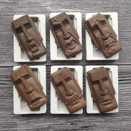 6Pcs Easter Island Moai Monolith Sculpture Epoxy Resin Casting Casting Mold Chocolates Baking Mould Handmade Art Craft Tools