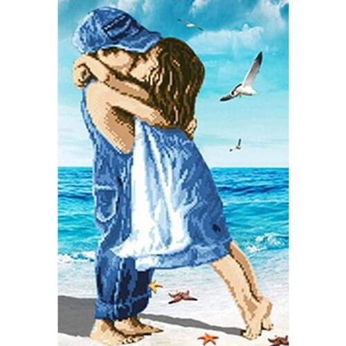 Diamond Mosaic 5D DIY Diamond Painting Two Kissing Children Cross stitch Square Diamond Embroidery Rhinestone Painting KBL
