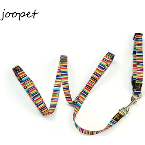 Free Shipping pet collar and leash set Nylon Rainbow Cat Dog Pet dog Collar & Leads High Quality for Chihuahua Poodle Pitbull