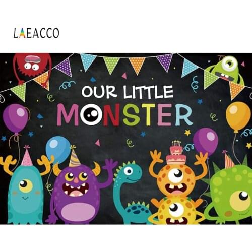 Laeacco Children"s Party Our little Monster Background Photo Vinyl Seamless Photography Backdrop For Photo Studio