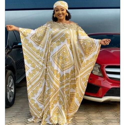 New African Womens Dashiki Silk Maxi Dress Fashion Loose Embroidery Long Dress African Dress For Women African Clothes