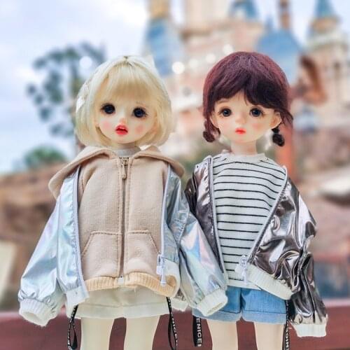 BJD 1/6 baby clothes Laser coat hoodie 1/6 Yosd baby doll clothes coat Doll accessories
