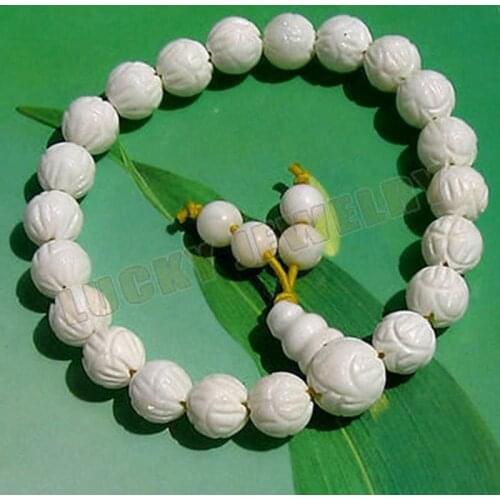 8mm Tridacna Lotus Beads Tibetan Buddhism Amulet Bracelet