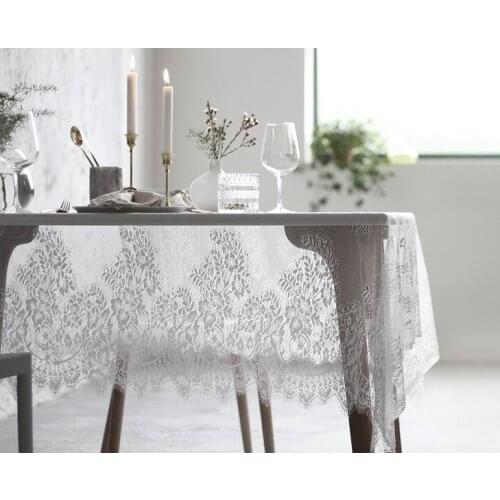 Rural Lace Rectangular Black White Tablecloth Coffee Table Desk Wedding Garden Protective Covers Table Cloth