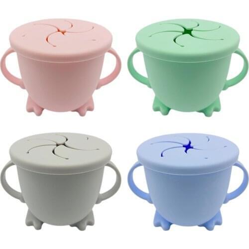 BPA Free Kids Silicone Food Storage Box Solid Color Baby Snack Cup Portable Children Snacks Container With Lid Kids Cup