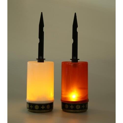 Solar light Electronic Candle LED Auto Flameless Tea Light Grave Cemetery Ritual Lawn Lighting Halloween Decor Prop For Pathway