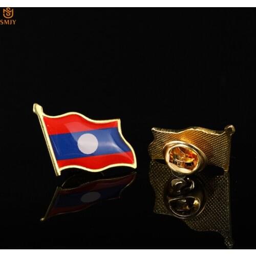 Asian Country Pin Lao Peoples Republic Flag Gold Plated Enamel Brooch Denim Lapel Brooch Badge Patriots Collectible Jewelry Pin