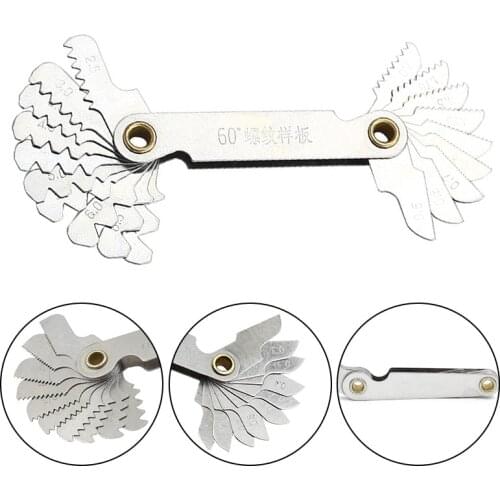 55/60 Degree Metric/Inch Thread Plug Gauge Gear Tooth Screw Pitch Gauges Measuring Carbon Steel Center Measurement 20 Blades
