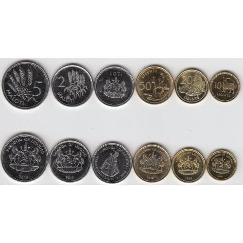 Lesotho 6 Coins Set 100% Authentic Original Coin Collectibles UNC