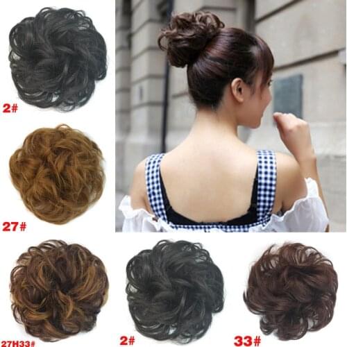 LNRRABC Sale Women Ladies Girls Headwear Synthetic Hair Chignon Elastic Hair Bun Extension Curly Scrunchie Hair Bundles
