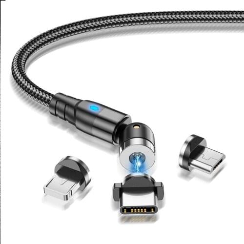Magnetic USB Cable For IPhone Fast Charger 540 Degree Rotate USB Type C Cable For Xiaomi Samsung Magnet Charge Micro USB Cable
