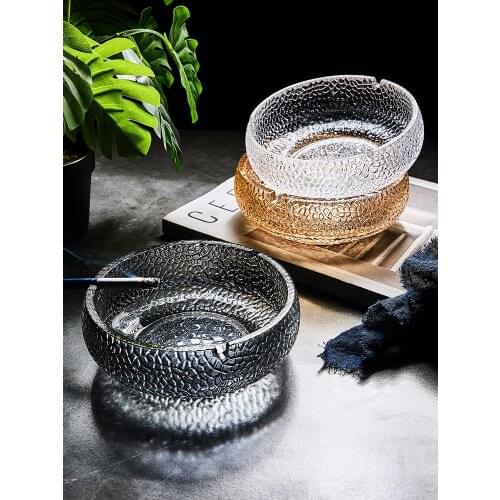 Nordic Hammered Glass Ashtray Household Living Room Large Capacity Cigar Ashtray Luxury High-end Smoking Accessories Mens Gifts
