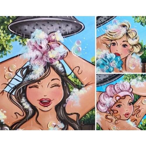Full square/round Embroidery 5D DIY diamond painting Woman shower 3D Cross stitch kits mosaic wall stickers