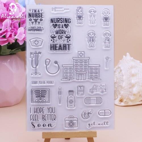 Alinacutle Clear Stamp Medical Staff Feel Better Soon Scrapbooking Handmade Card Paper Craft Rubber Transparent Silicon Stamp