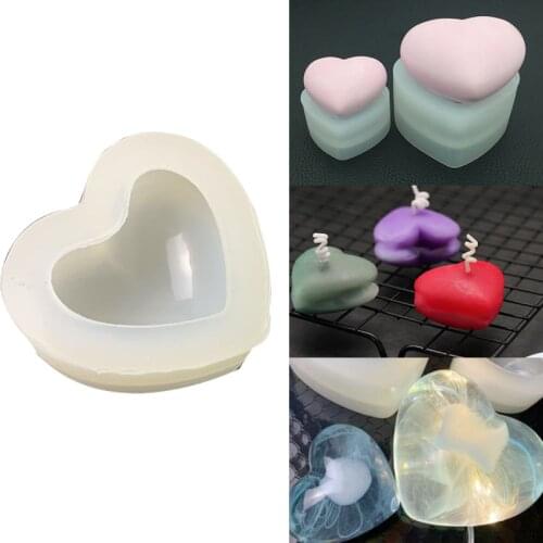Stereo 3D Mirror Love Pattern Silicone Mold Heart Shape Crystal Epoxy Mould Practical DIY Handcraft Soap Candle Making Tools