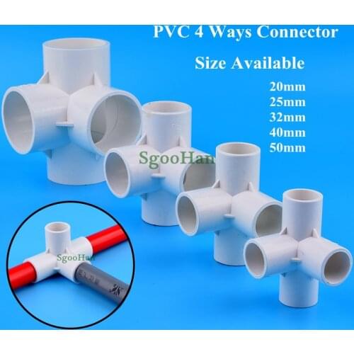 2~50pcs 20~50mm 4 Ways Connector Hydroponic Planting Frame PVC Pipe Connectors Irrigation 3D DIY Shelf Joint Fittings