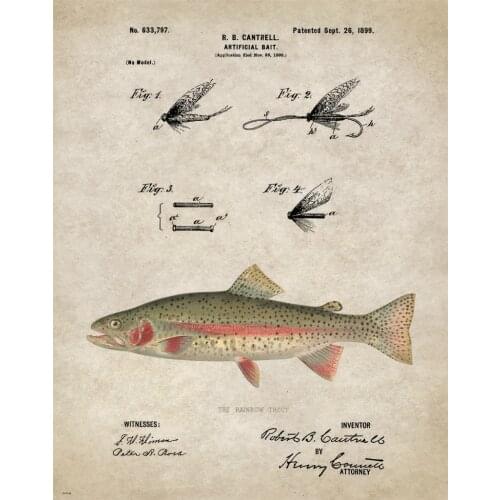Vintage Fishing Lures Art print Silk poster Home Wall Decor
