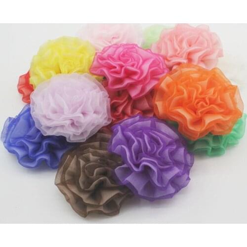 4pcs/lot 2.5" Chiffon Organza Cloth Flower Hair Clips for Baby Girls Headdress Children Hairpins Flowers Kids Hair Accessories