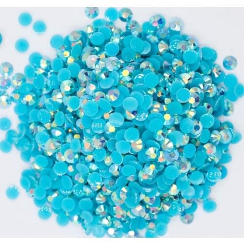 Jelly Dark Aquamarine AB Color Flatback стразы Resin Non hotfix Rhinestones in Bulk Package Plastic Nail Art Decoration