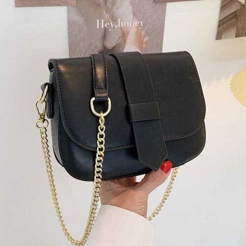 Women Simple Small Chain Crossbody Bags Luxury Leather Messenger Bag Female Casual Flap Handbags Pure Color Square Shoulder Bags
