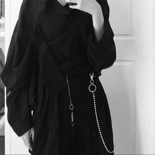 Woman men Long Big crystal ring Chain Rock Punk Trousers Hipster Pant Jean Keychain Ring Clip Keyring HipHop beads Accessories