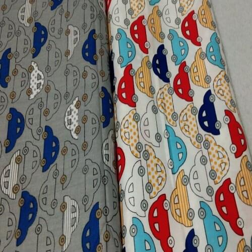 100% Cotton viaPhil Brand White Grey Colorful Cartoon Car Printed Fabric Car Fabric Patchwork Cloth Dress Home Decor